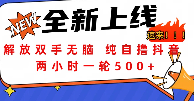 解放双手无脑 纯自撸抖音 两小时一轮500+网创吧-网创项目资源站-副业项目-创业项目-搞钱项目左姐网创
