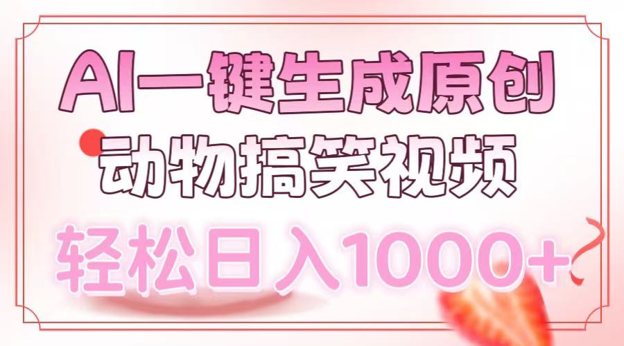 AI一键生成原创动物搞笑视频，轻松日入1000+网创吧-网创项目资源站-副业项目-创业项目-搞钱项目左姐网创