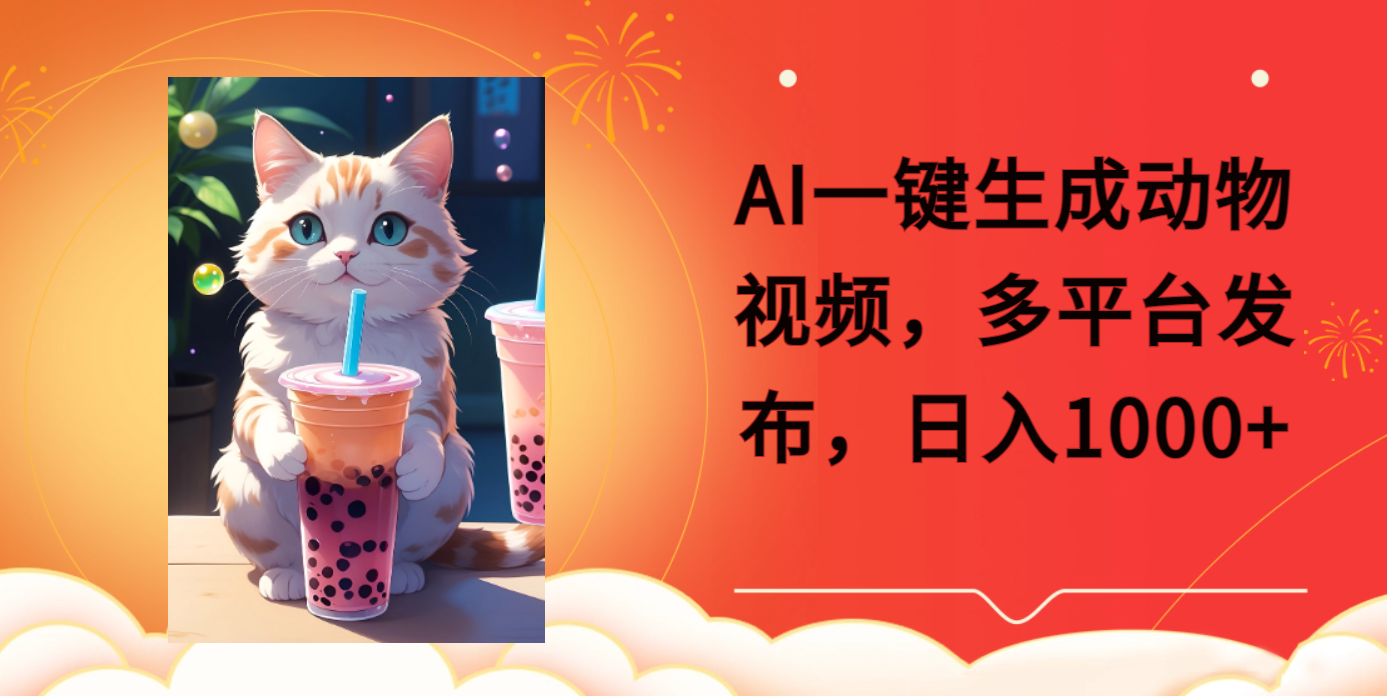 AI一键生成动物搞笑视频，多平台发布，轻松破千万播放，日入2000+网创吧-网创项目资源站-副业项目-创业项目-搞钱项目左姐网创