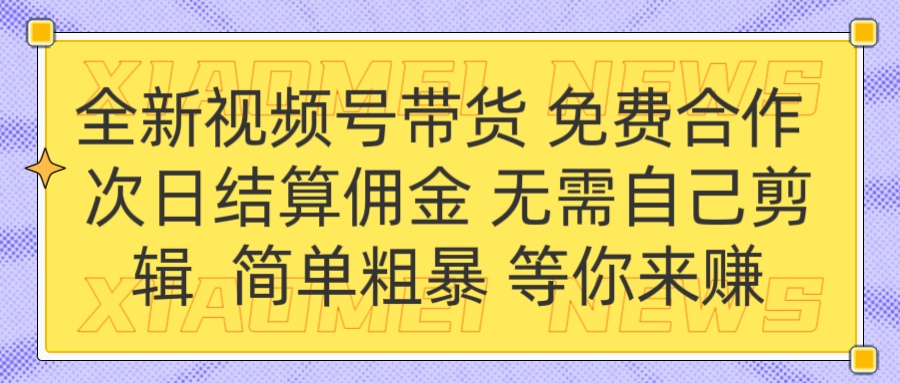 全新视频号 免费合作 佣金次日结算 无需自己剪辑网创吧-网创项目资源站-副业项目-创业项目-搞钱项目左姐网创