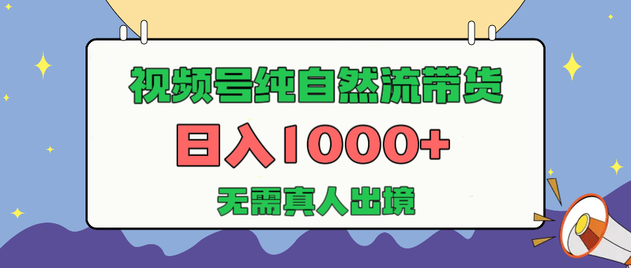 视频号纯自然流带货，日入1000+，无需真人出境，新手小白也可操作网创吧-网创项目资源站-副业项目-创业项目-搞钱项目左姐网创