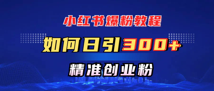 小红书爆粉教程，如何日引300+创业粉，快速实现精准变现！网创吧-网创项目资源站-副业项目-创业项目-搞钱项目左姐网创