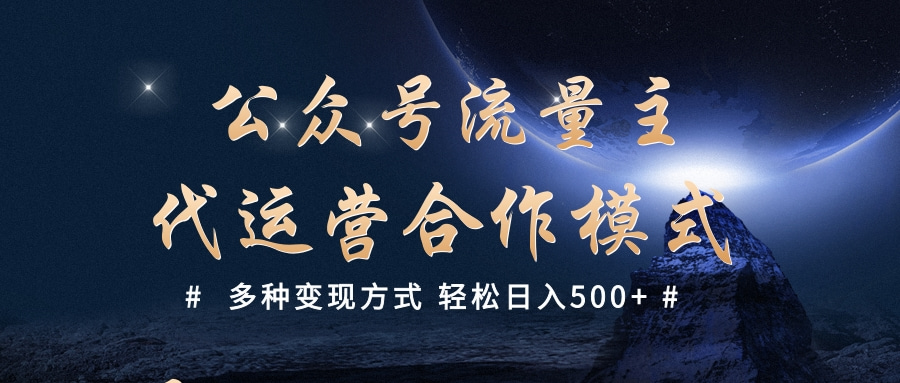公众号流量主代运营  多种变现方式 轻松日入500+网创吧-网创项目资源站-副业项目-创业项目-搞钱项目左姐网创