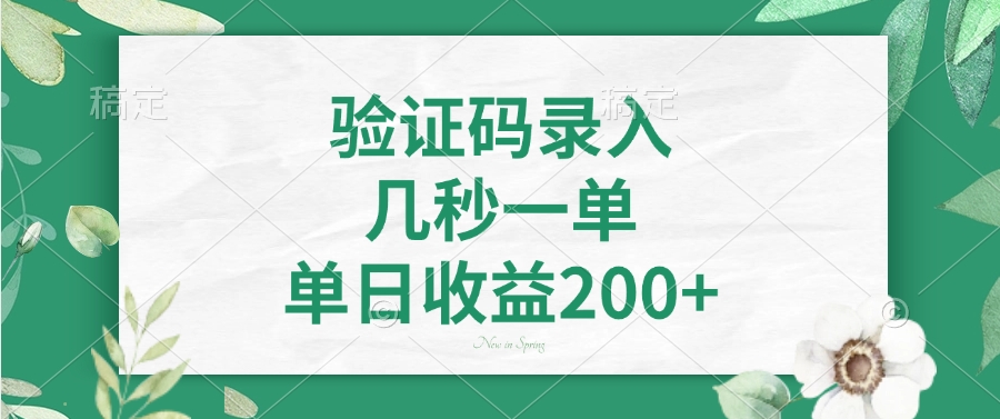 验证码录入，看图识字，几秒一单，单日收益200+网创吧-网创项目资源站-副业项目-创业项目-搞钱项目左姐网创
