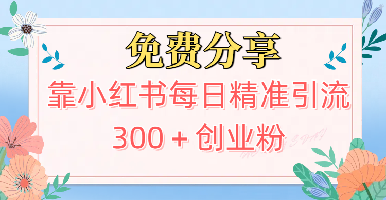 2025最新引流！靠小红书每日精准引流300＋创业粉网创吧-网创项目资源站-副业项目-创业项目-搞钱项目左姐网创