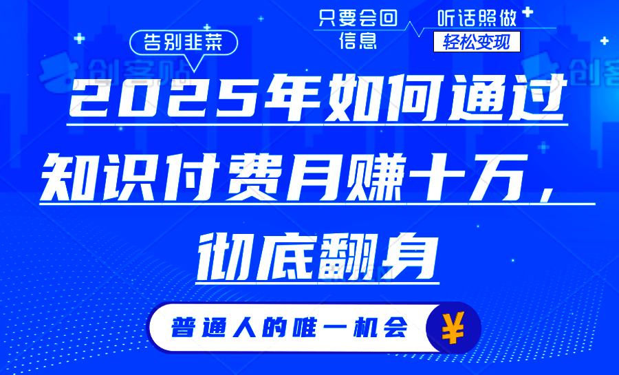 2025年如何通过知识付费月入十万，年入百万。。网创吧-网创项目资源站-副业项目-创业项目-搞钱项目左姐网创