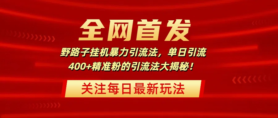 全网首发，野路子挂机暴力引流法，单日引流400+精准粉的引流法大揭秘！网创吧-网创项目资源站-副业项目-创业项目-搞钱项目左姐网创