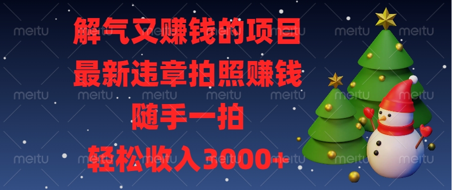 解气又赚钱的项目，最新违章拍照赚钱，随手一拍，轻松收入3000+网创吧-网创项目资源站-副业项目-创业项目-搞钱项目左姐网创