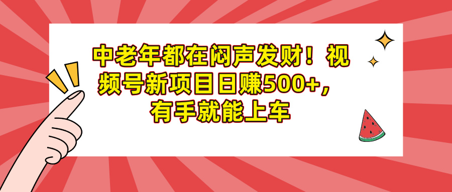中老年都在闷声发财！视频号新项目日赚500+，有手就能上车网创吧-网创项目资源站-副业项目-创业项目-搞钱项目左姐网创