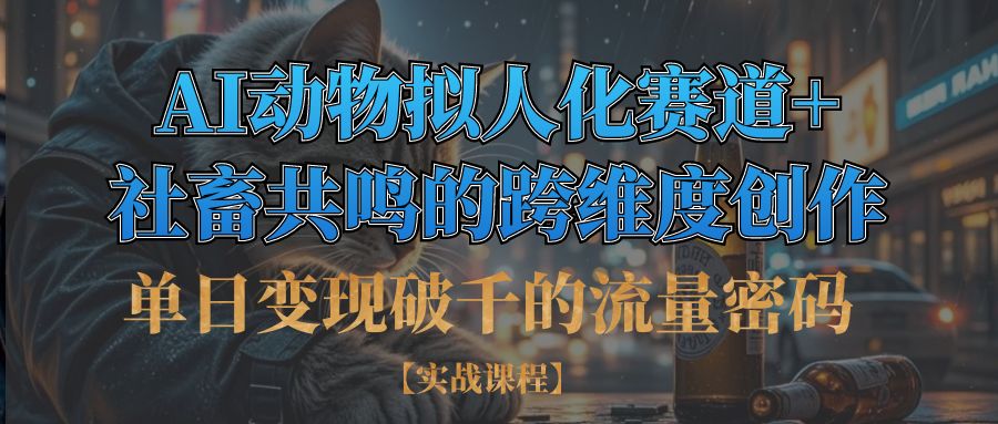 单日变现破千的流量密码,AI动物拟人化赛道+社畜共鸣的跨维度创作网创吧-网创项目资源站-副业项目-创业项目-搞钱项目左姐网创