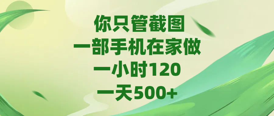 你只管截图，一部手机在家做，一小时120，一天500+网创吧-网创项目资源站-副业项目-创业项目-搞钱项目左姐网创