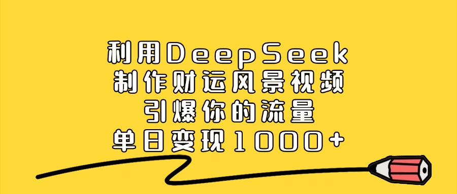 利用DeepSeek制作财运风景视频，单日变现1000+，引爆你的流量网创吧-网创项目资源站-副业项目-创业项目-搞钱项目左姐网创